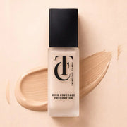 Foundation bottle with 'Twinkling Charm' branding on a beige background